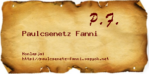Paulcsenetz Fanni névjegykártya