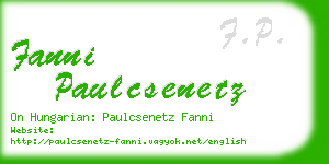 fanni paulcsenetz business card